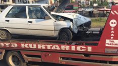 Çarşamba’da Otomobil Direğe Çarptı! 1 Yaralı