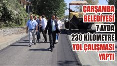 Çarşamba Belediyesi 7 Ayda 230 Kilometre Yol Yaptı