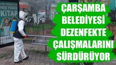 Çarşamba Belediyesi Dezenfekte Çalışmalarını Sürdürüyor