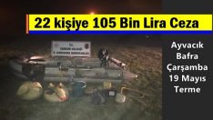 22 kişiye su ürünlerine muhalefet suçundan 105 bin lira ceza