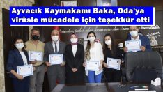 Ayvacık Kaymakamı Baka, Ziraat Oda’sına virüsle mücadele için teşekkür etti