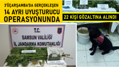 14 AYRI UYUŞTURUCU OPERASYONUNDA 22 KİŞİ GÖZALTINA ALINDI