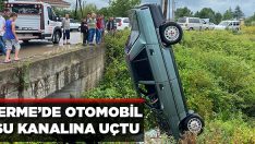 Terme’de Otomobil Su Kanalına Uçtu
