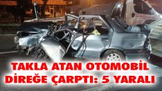 Takla Atan Otomobil Direğe Çarptı: 5 Yaralı