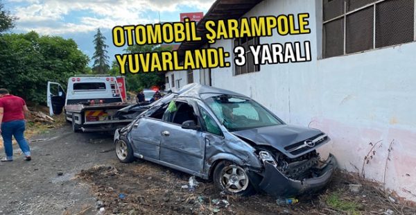 Otomobil Şarampole Yuvarlandı: 3 Yaralı